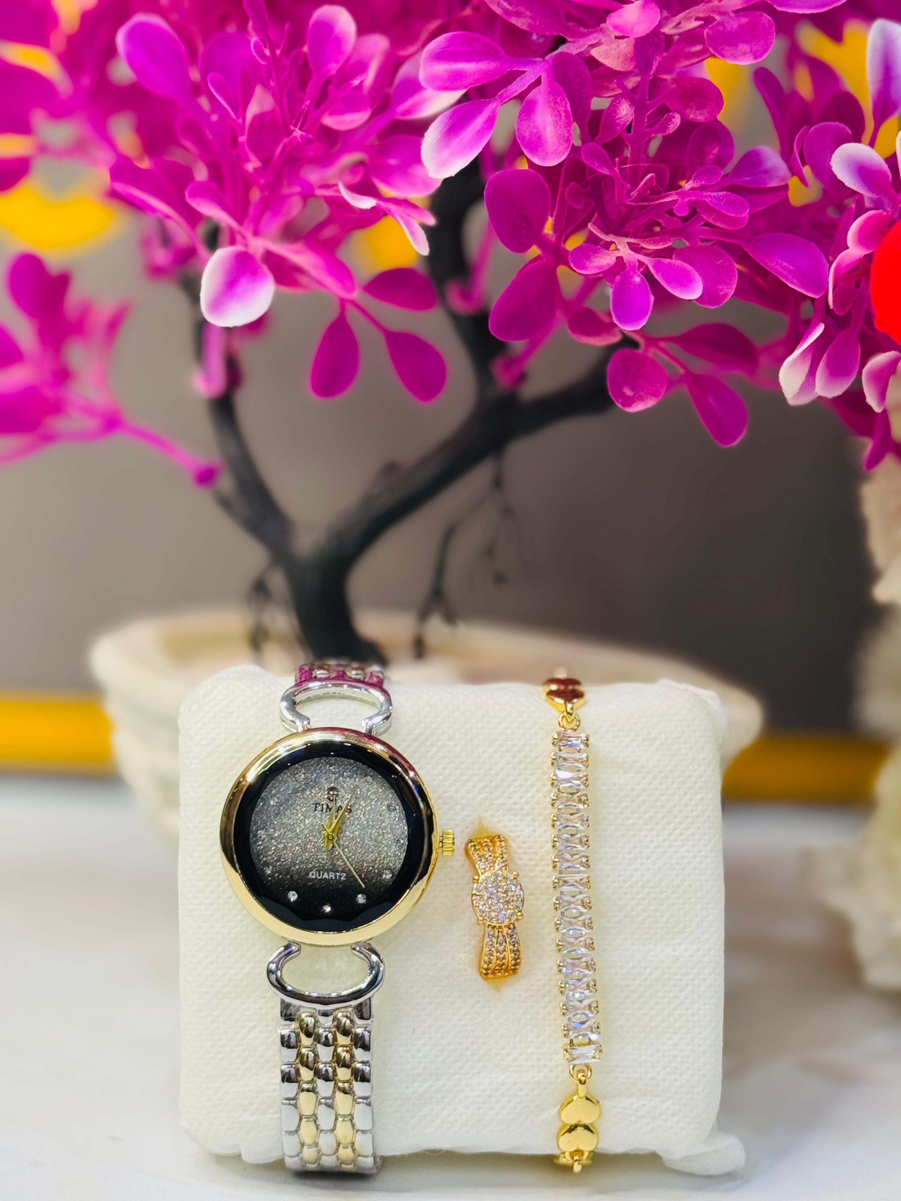 T.M.S Pack of 3 Watch bracelet & Ring