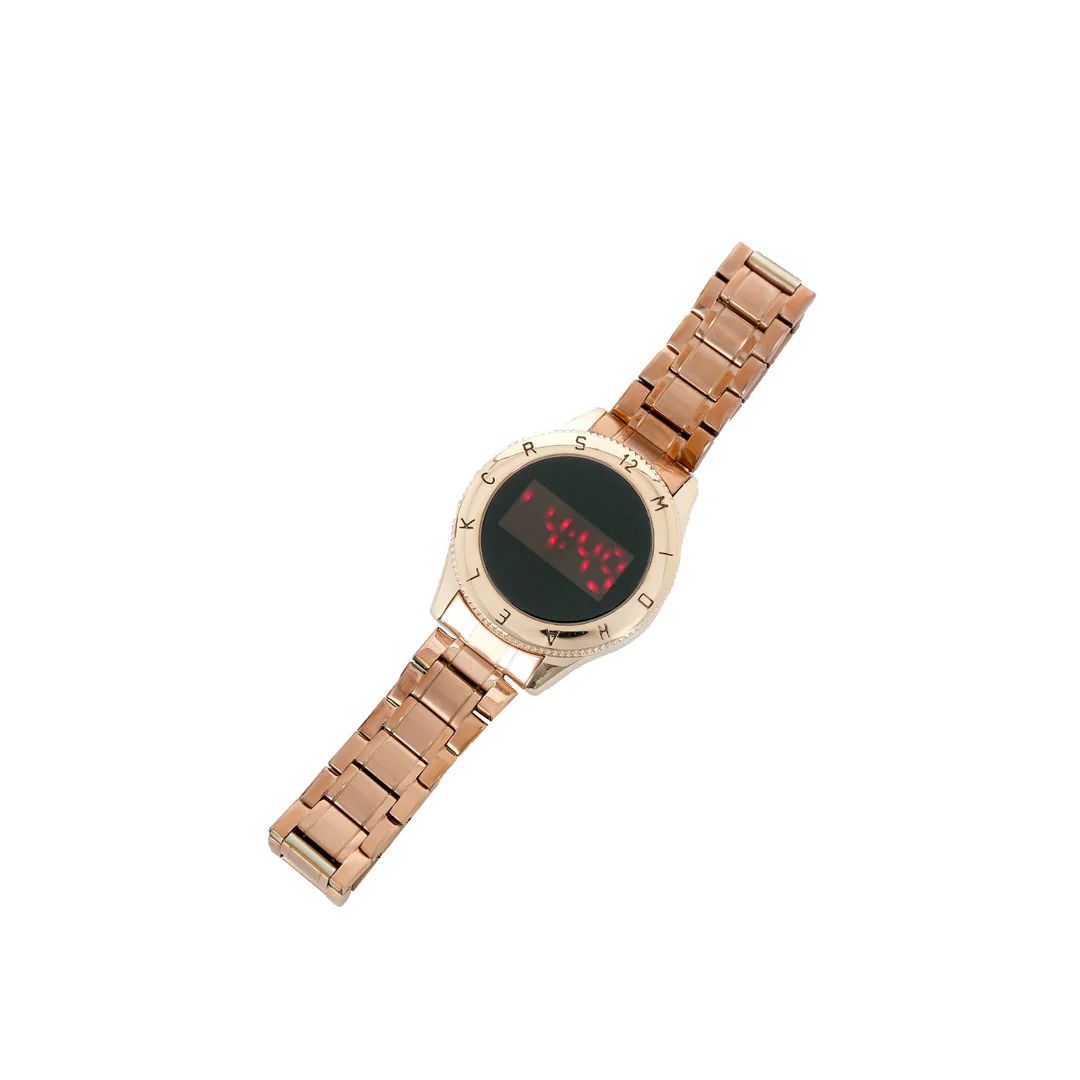 Digital Watch With Rosegold Chain